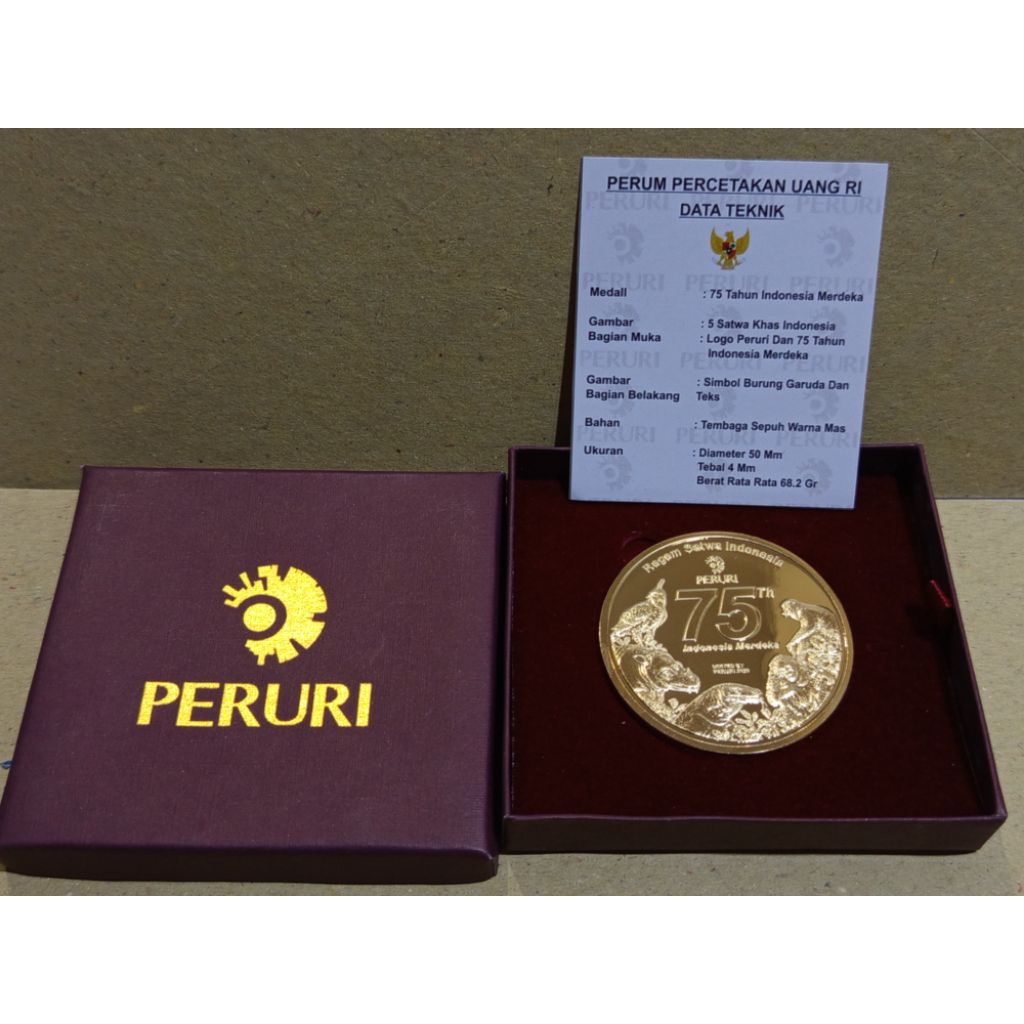 Medali Peringatan 75th Merdeka Warna Gold