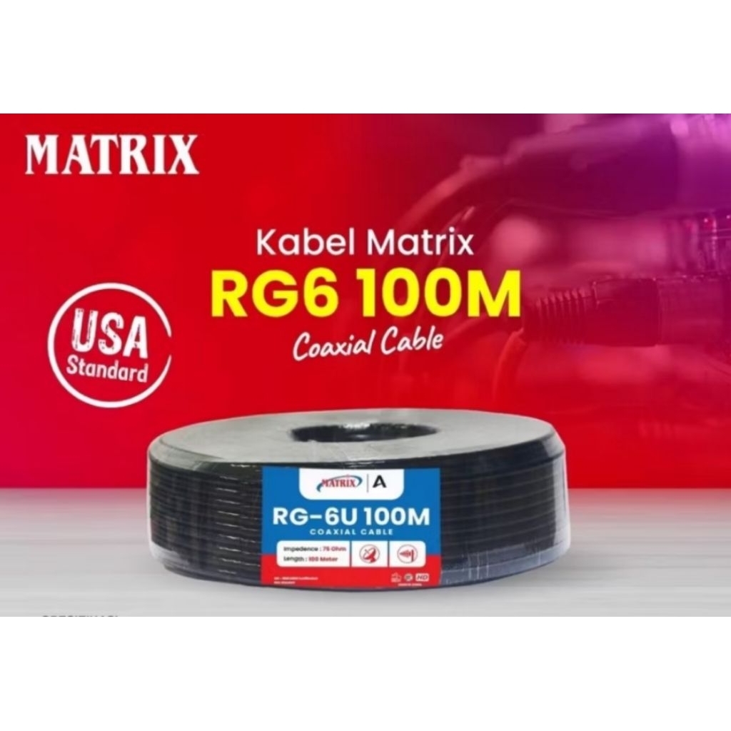 Kabel antena TV RG6 100 meter full MATRIX Kabel antena dan parabola RG6 100m