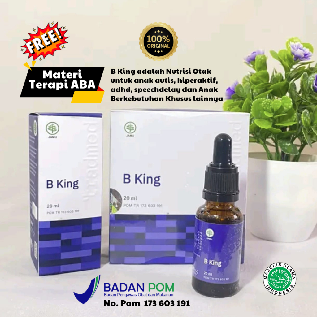 BKING BRAINKING PLUS ORIGINAL Nutrisi Otak untuk Autis, ADHD, Hiperaktif, Speech Delay 1 BOTOL