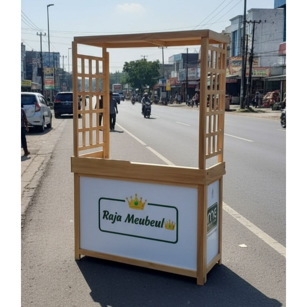 Booth atap portable tiang anyam, booth lipat portable, meja jualan, meja lipat, booth kayu, booth di