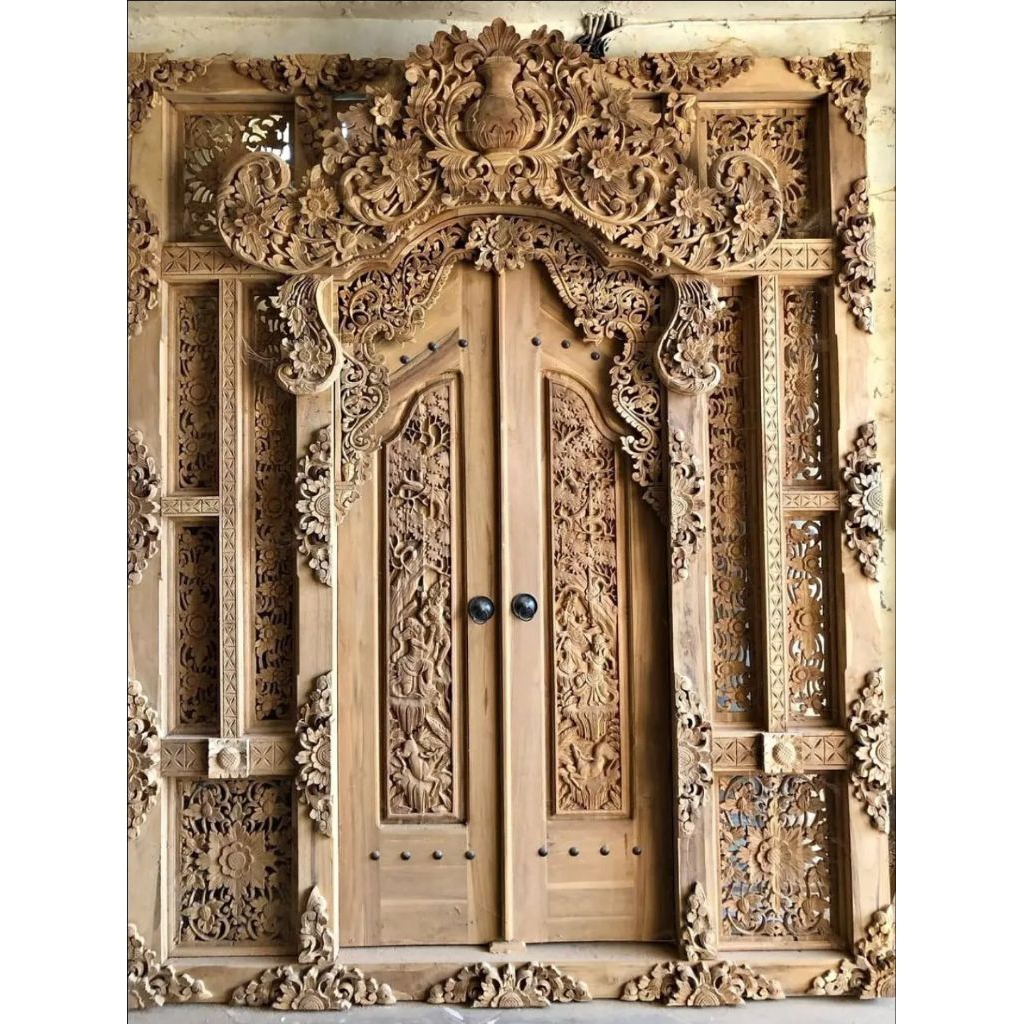 pintu ukir/pintu gebyok/stil bali 2meter full relief