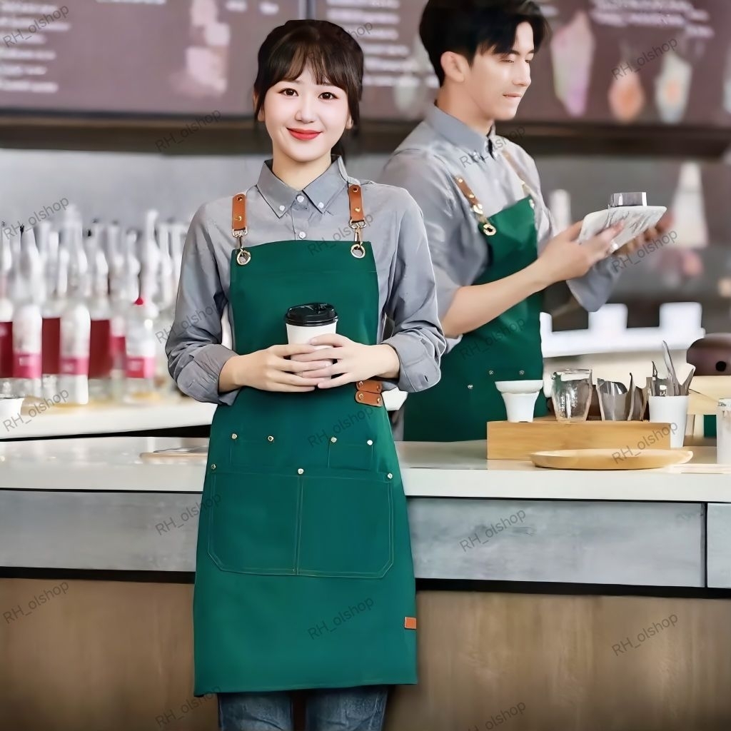 APRON WATERPROOF APRON ANTI AITR APRON BARISTA APRON MASAK KOREAN STYLE PRIA WANITA