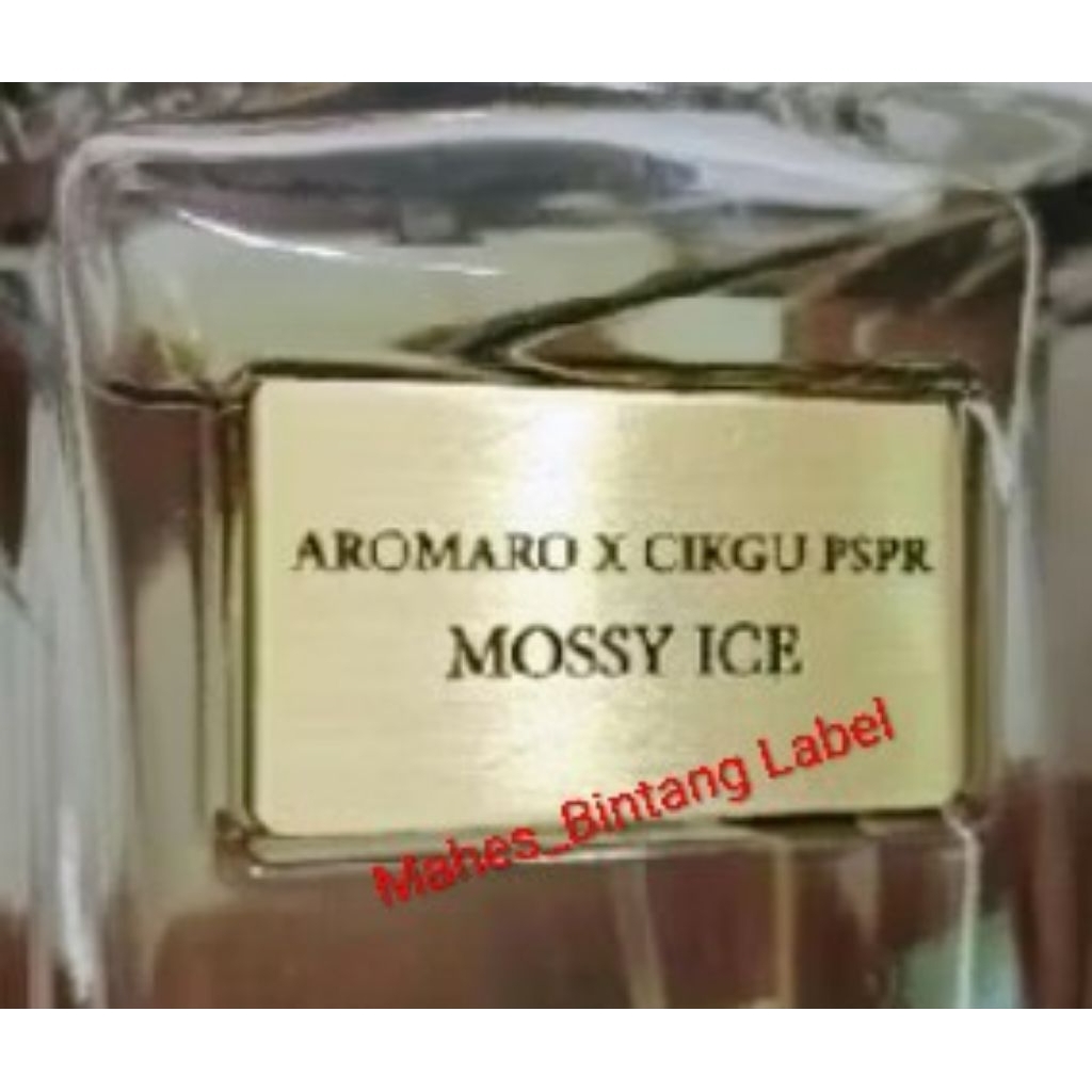 Label plate untuk parfum custom.