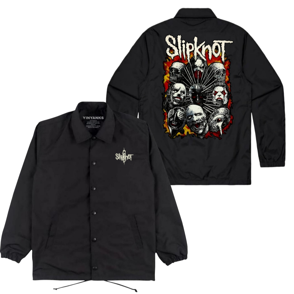 The Wasnas Coach Jacket Slipknot Pesonoil Skull Jacket musik warna Hitam