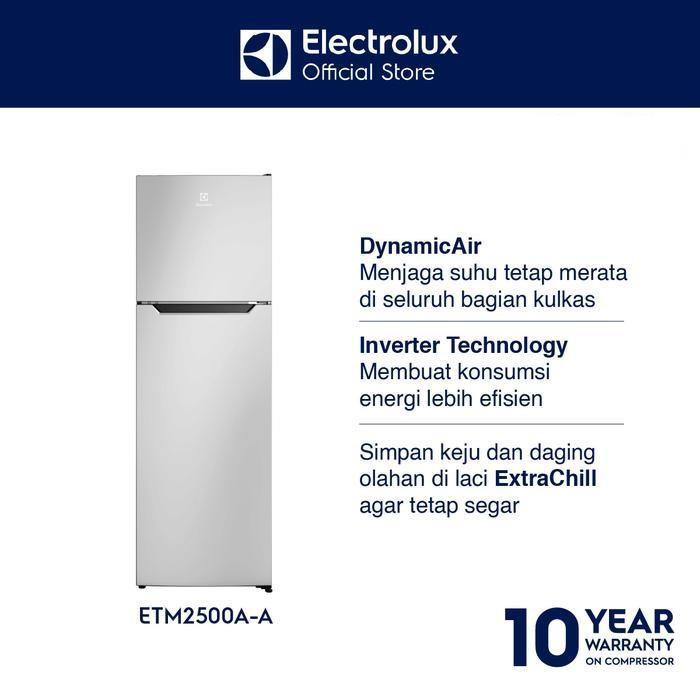 Electrolux Kulkas 2 Pintu 250L Inverter Hemat Energi suhu fleksibel - Free Icemaker & Egg Tray sehar