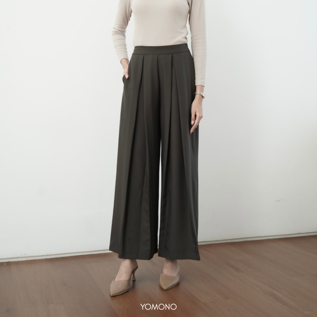 Yomono - Serene Pleated Pants Highwaist Celana Kulot Wanita