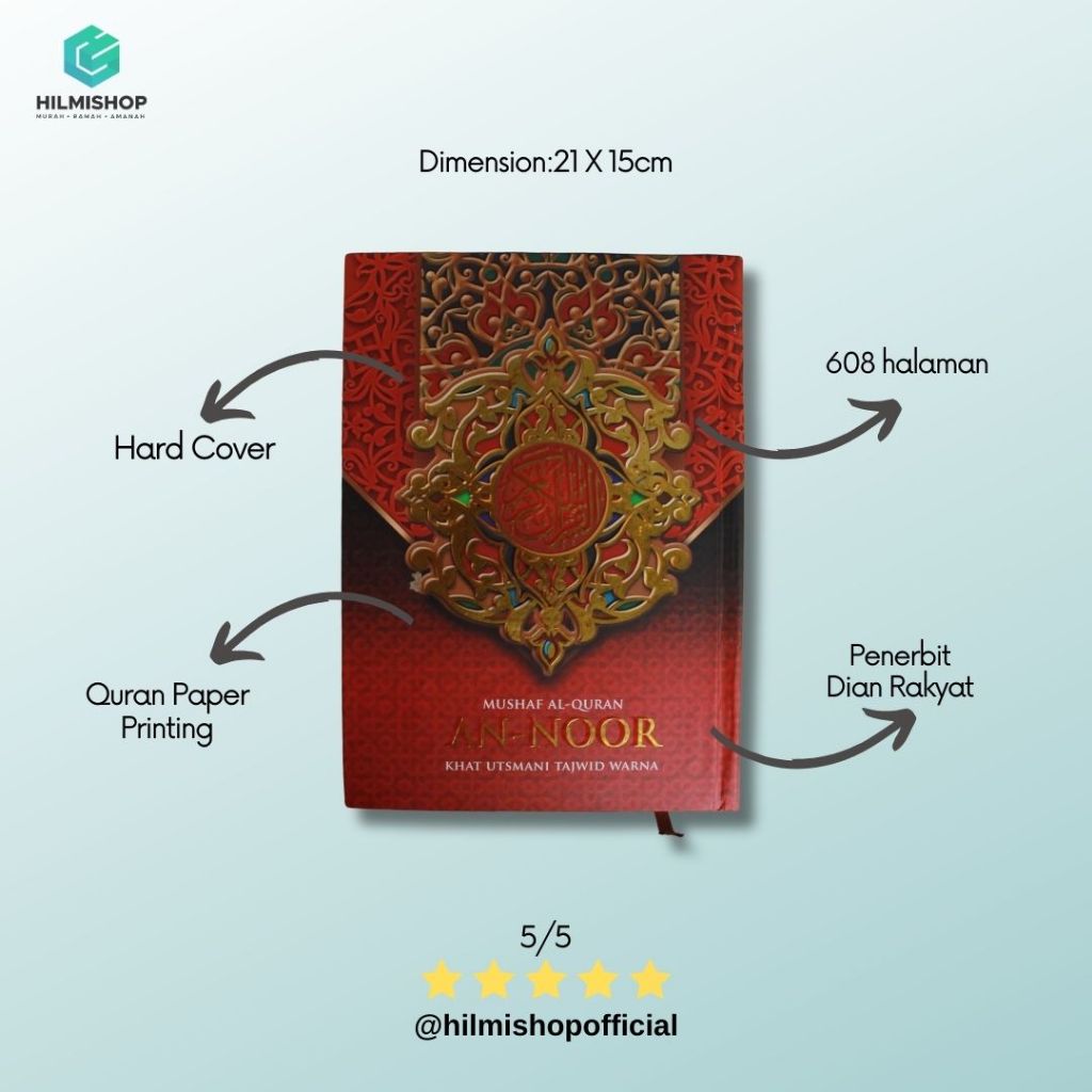 Mushaf Al-Qur'an An-Noor Khat Utsmani Tajwid Warna