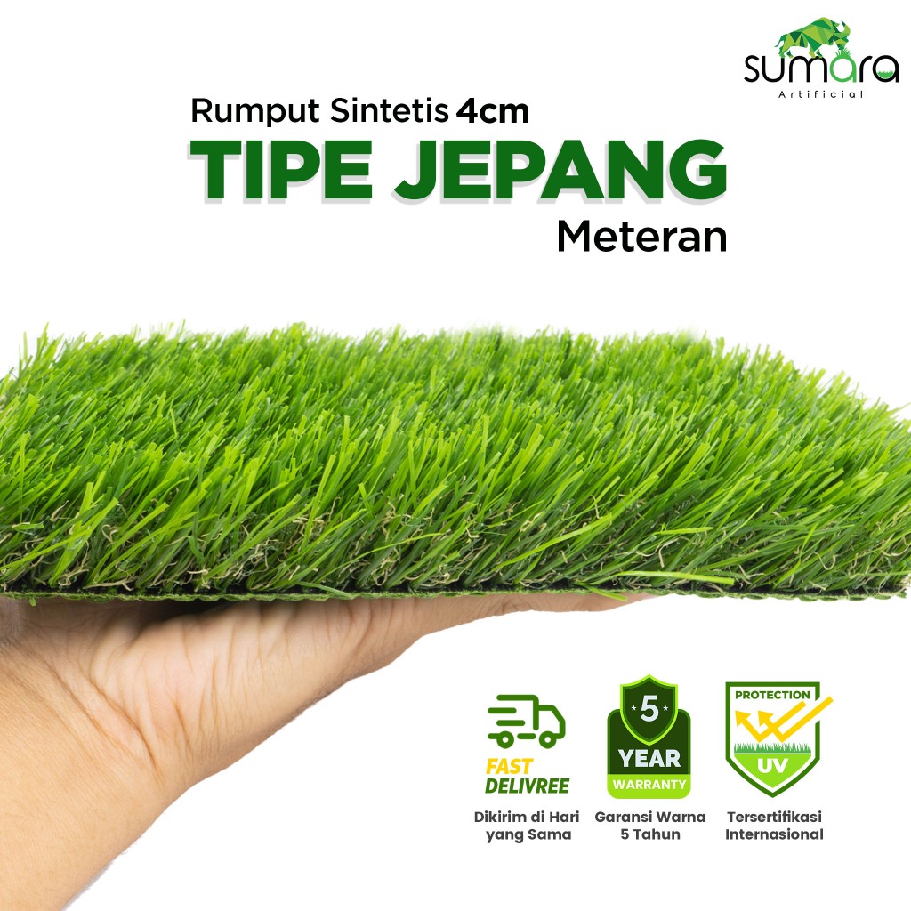 Karpet Rumput Sintetis Jepang 4Cm Sumara (Per Meter) Rumput Taman Dekorasi Outdoor