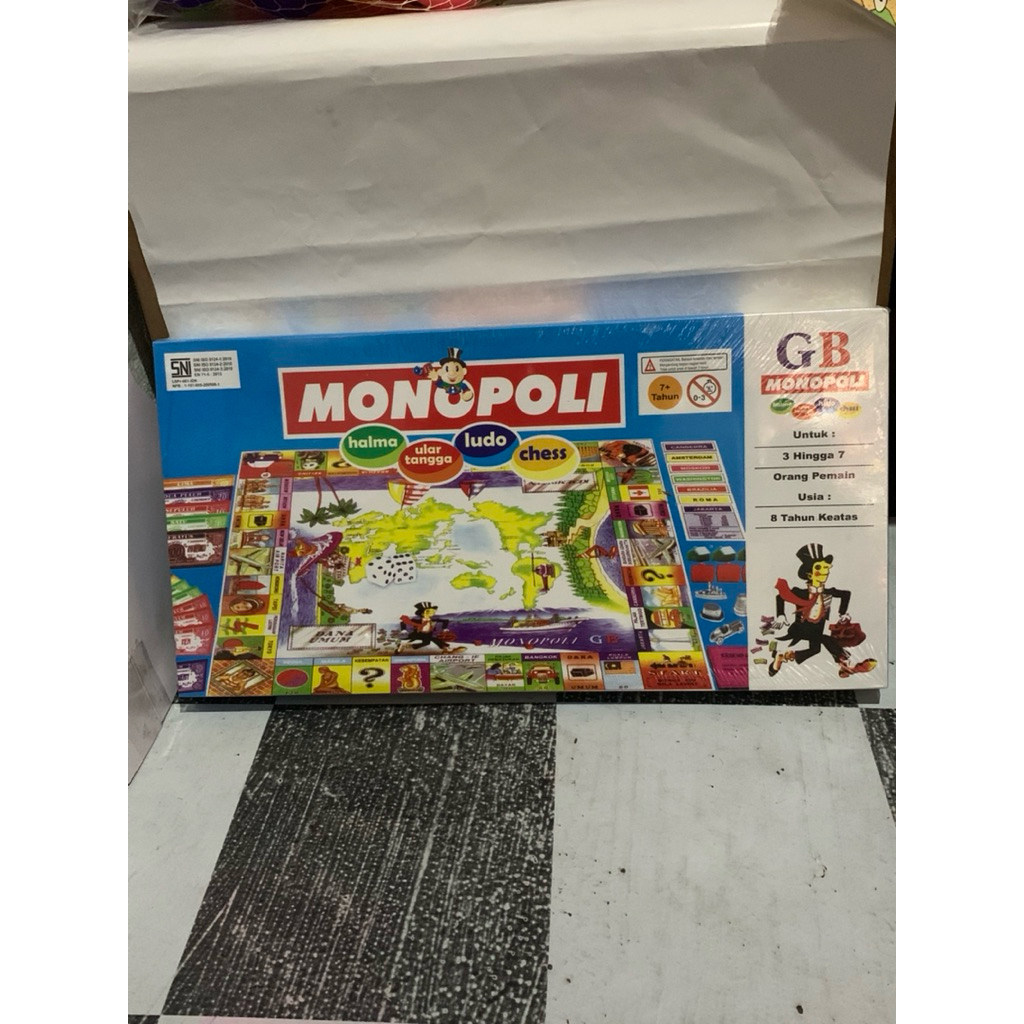 Monopoli Anak Lucu + Bonus Ludo & Ular Tangga – Ukuran Kecil / Sedang / Besar (Mainan Edukatif Seru)