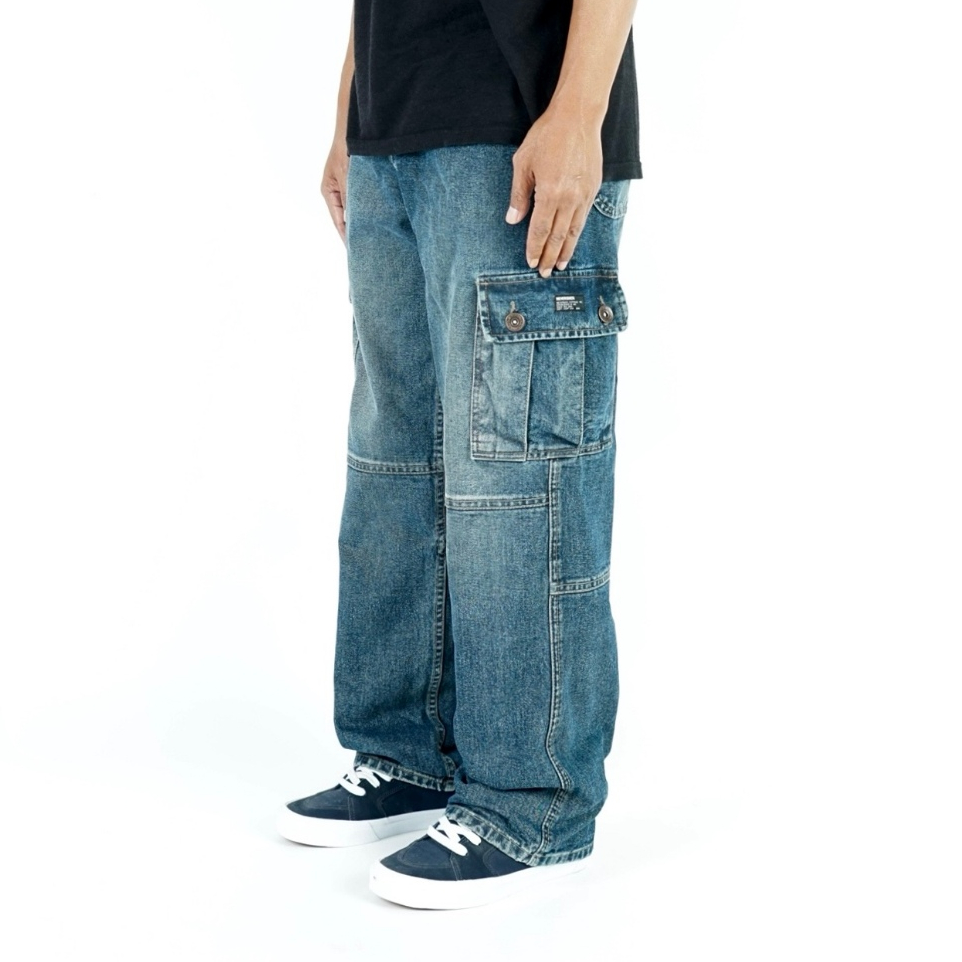NEVERSUCK - JEANS CARGO BAGGY PANTS - RETROBLUE