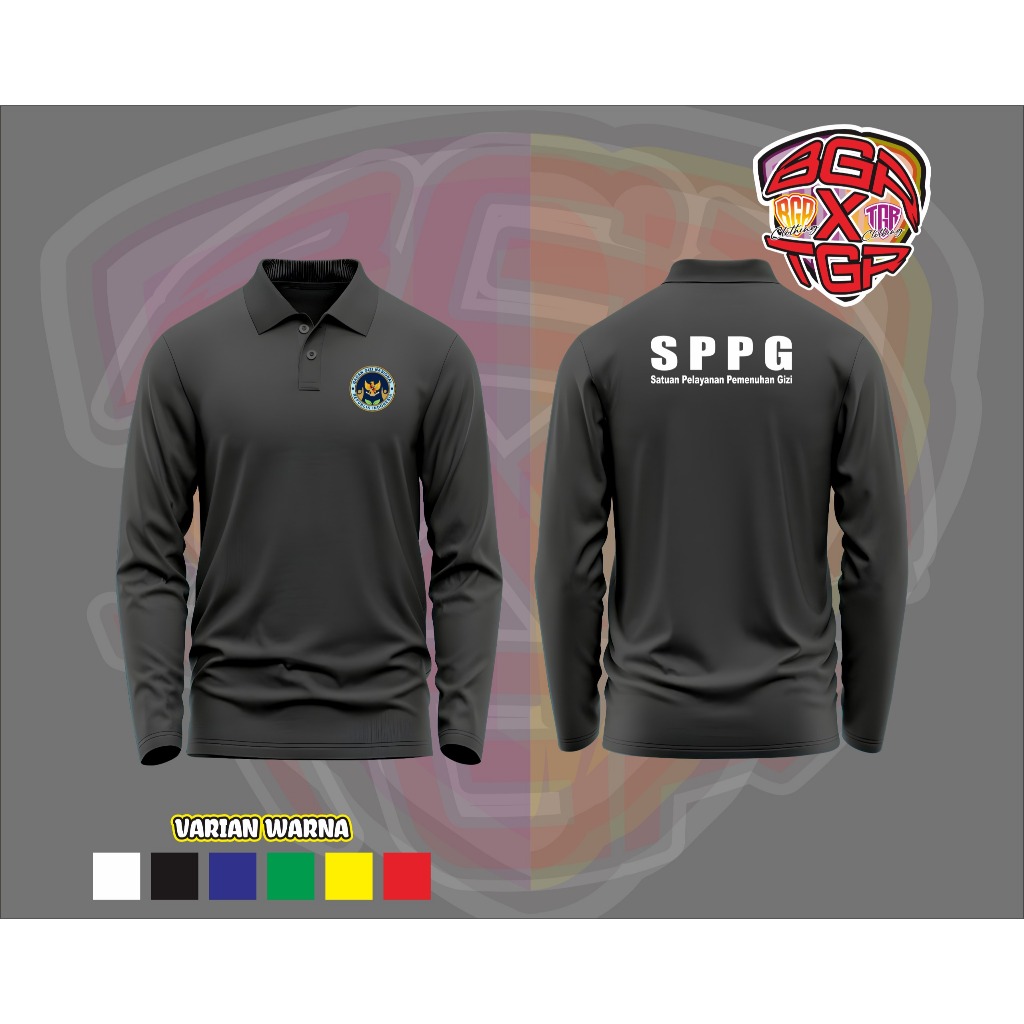 KAOS POLO SPPG BGN PRODUCT CUSTOM BORDIR LENGAN PANJANG BAJU POLO SPPG BGN BORDIR