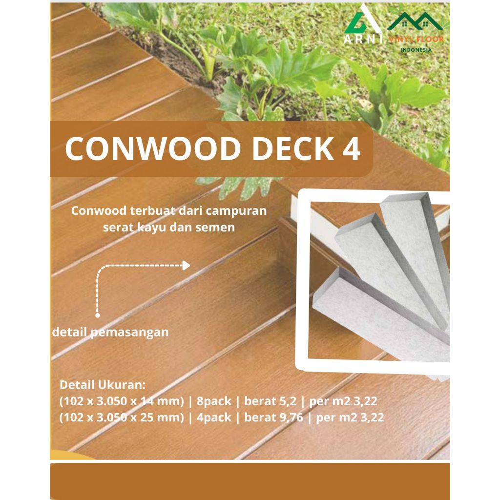 lantai Conwood Deck 4 lantai outdoor harga perbatang (14mm & 25mm)