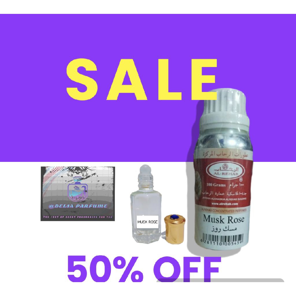 Musk Rose Al Rehab Tanpa Campuran 12ml 100% Bibit Murni
