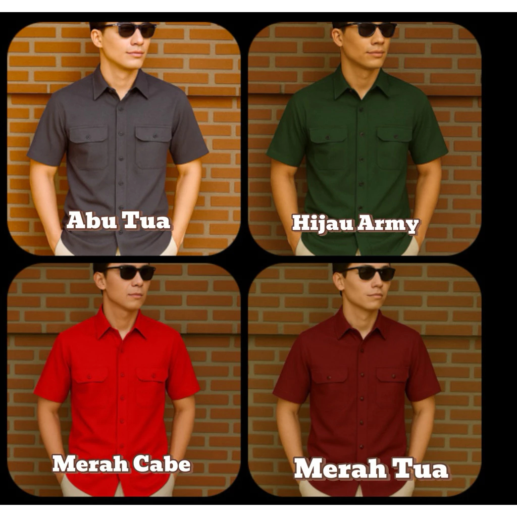 KEMEJA WORKSHIRT POLOS SERAGAM PRIA WANITA LENGAN PANJANG