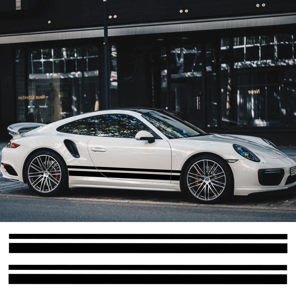 2PCS Stiker Strip Samping Bodi Mobil Vinyl Strip Panjang Stiker Pintu Sisi Dekorasi Stiker Penyetela