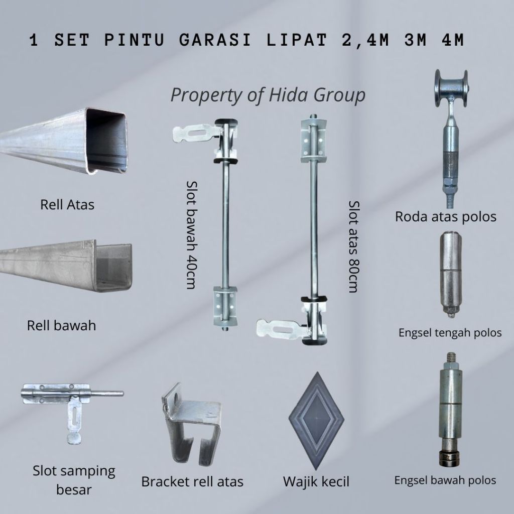 (PROMO)Set Rel Pintu Garasi Lipat  // Panjang 2.4 m 3.m dan 4.m // Set Garasi lipat  Rel Henderson