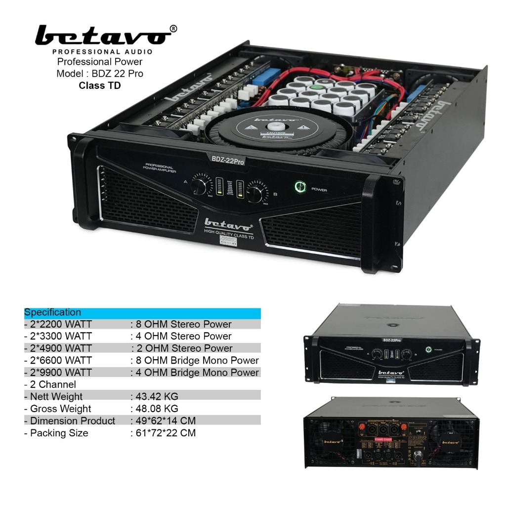 POWER BETAVO BDZ 22 PRO AMPLIFIER POWER BETAVO CLASS TD