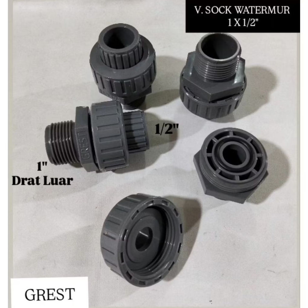 V. Sock Watermur  PVC 1 X 1/2" GREST