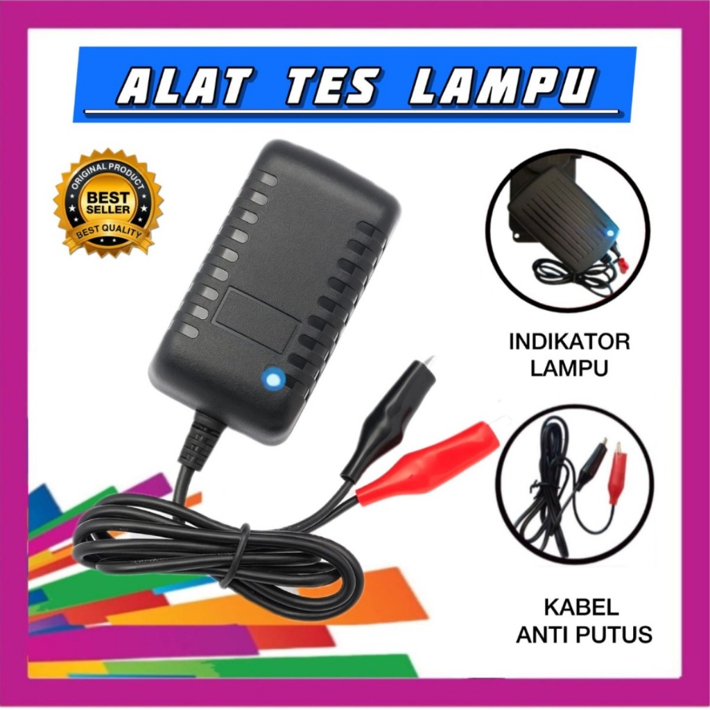 alat tes lampu tester Lampu LED DC colok listrik headlamp motor Adaptor Charger Aki Accu 12V Adaptor