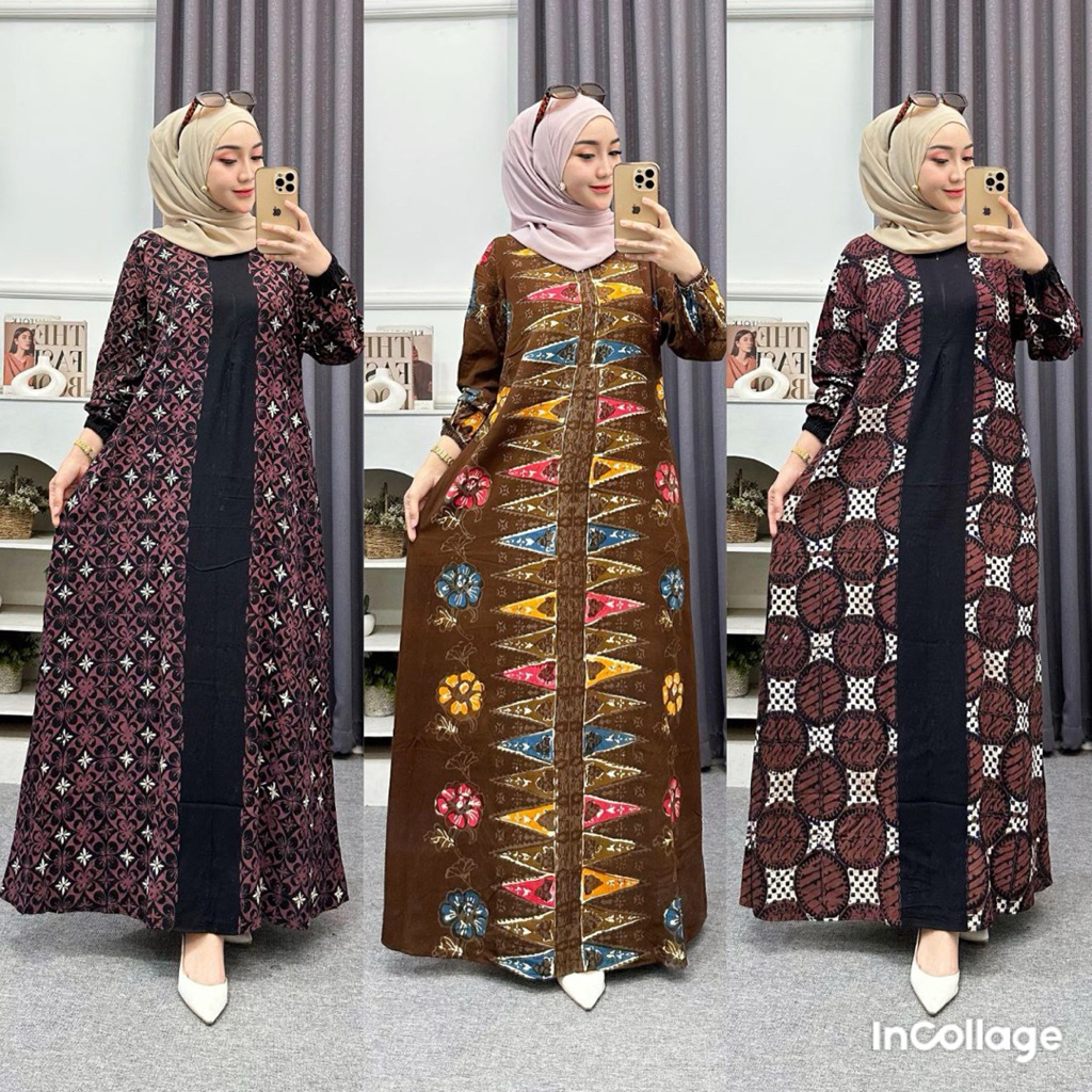 Gamis batik wanita modern rayon twill premium terbaru remaja kekinian batik pekalongan