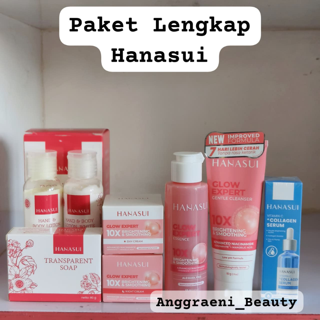 Paket Lengkap Hanasui GLOW EXPERT Day Cream Night Cream - Hanasui Body Care 3in1 - Serum C Collagen