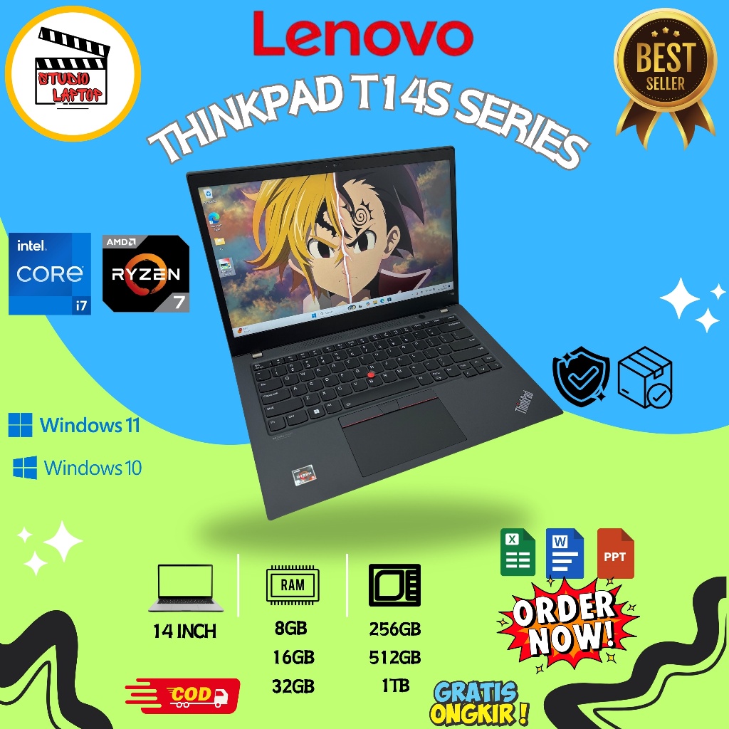 Lenovo Thinkpad T14S Series GEN 3 | 2 | 1 / Intel i7 / i5 | AMD Ryzen 7 / 5 RAM 32GB SSD 512GB