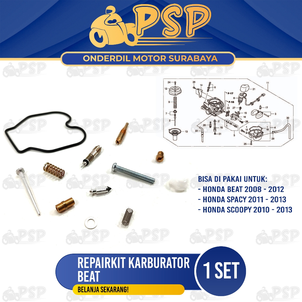 Repairkit Karburator Beat - Repair Kit Carburator Parkit Spuyer Karbu Assy Honda Scoopy Spacy Karbu