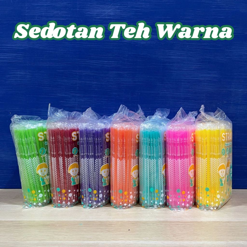 Sedotan Warna Steril Lancip 6mm (250) Sedotan Primastraw Untuk Es Teh Jumbo