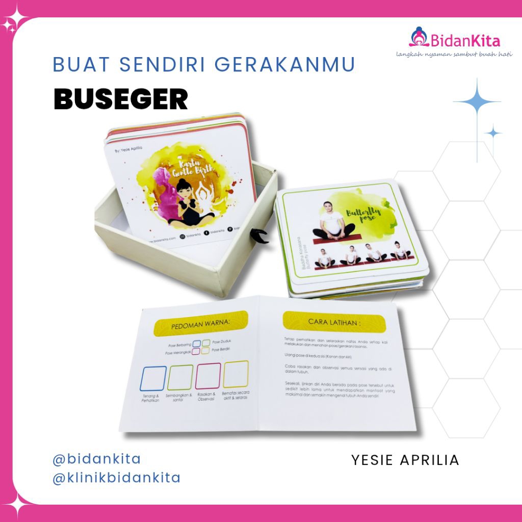 "Flashcard Buseger / Buat Sendiri Gerakanmu / Kartu Yoga / Flashcard Prenatal Gentle Yoga - Bidan