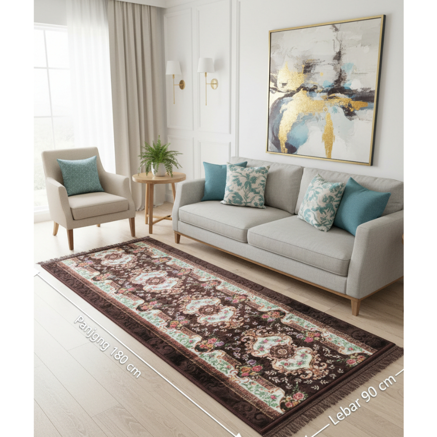 karpet lantai single kecil tebal premium ukuran 180x90 cm turkey