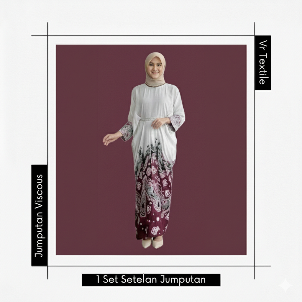 Vr Textile | SARIMBIT - Baju Gamis Couple Keluarga Lebaran | Set Songket Jumputan Viscous Mewah