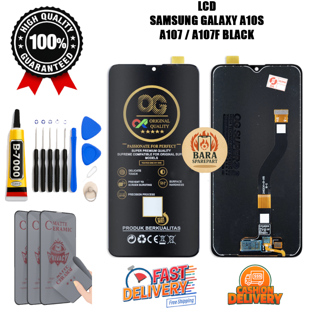 LCD ORIGINAL SAMSUNG GALAXY A10S/A107/A107F BLACK OEM ASLI