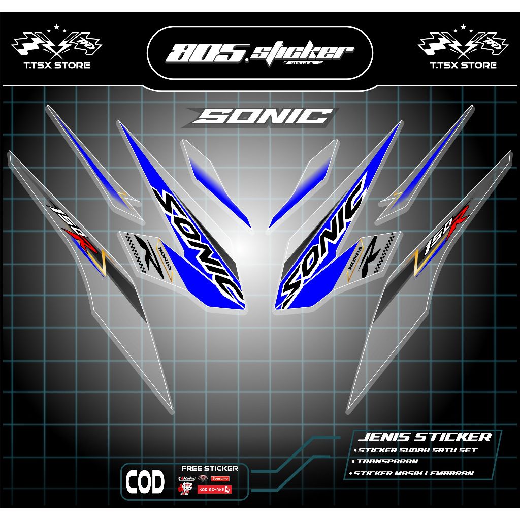 STRIPING STIKER TRANSPARAN SONIC/STIKER VARIASI SONIC 150R/STRIPING SONIC 150R TRANSPARAN KEREN