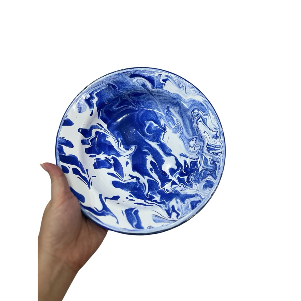 Piring Enamel Blirik Jadul / Piring Seng Blirik Jadul Diameter 22cm & 20cm