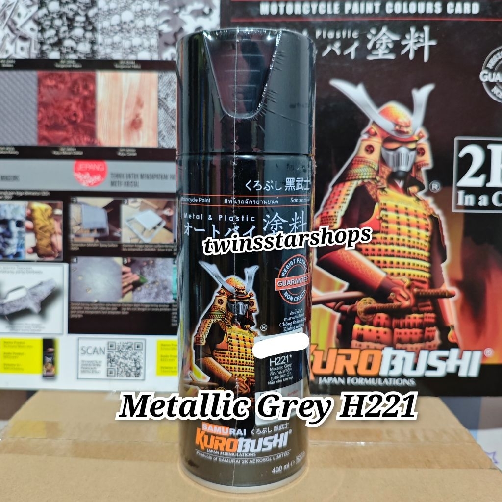 Pilok Pilox Pylox Cat Samurai Metallic Grey H221 Abu Metalik Glossy Mengkilap 400cc Spray Paint