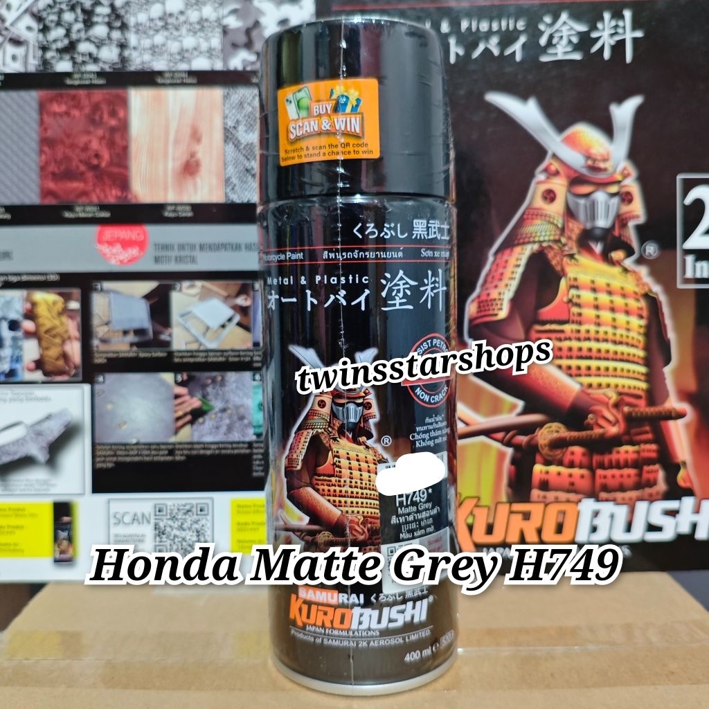 Pilok Pilox Pylox Cat Samurai Honda Matte Grey H749 Abu Metalik Doff 400cc Spray Paint
