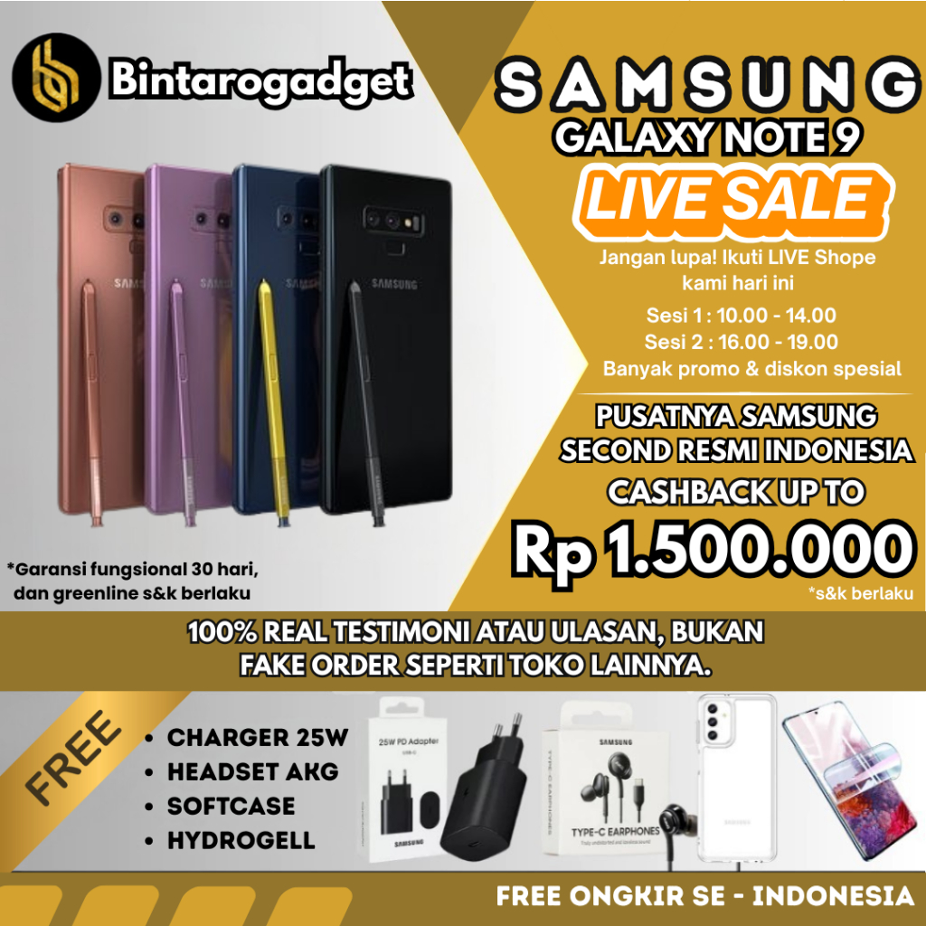SEIN Samsung Galaxy Note 9 8/512GB 6/128GB Second Original Resmi Sein Indonesia