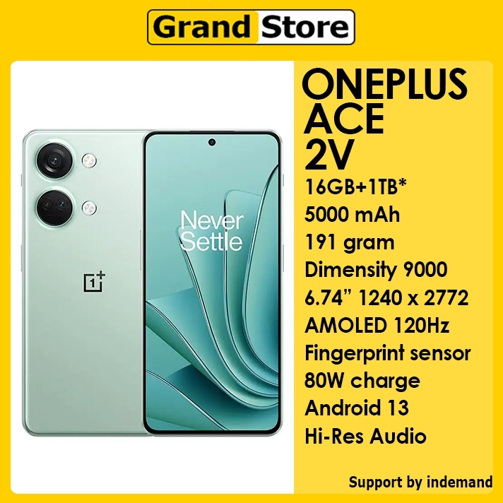 ONEPLUS ACE 2V 5G Global ROM 16GB/1TB* 5000mAh 80W Dimensity 9000 6.74" AMOLED 120Hz Android 13