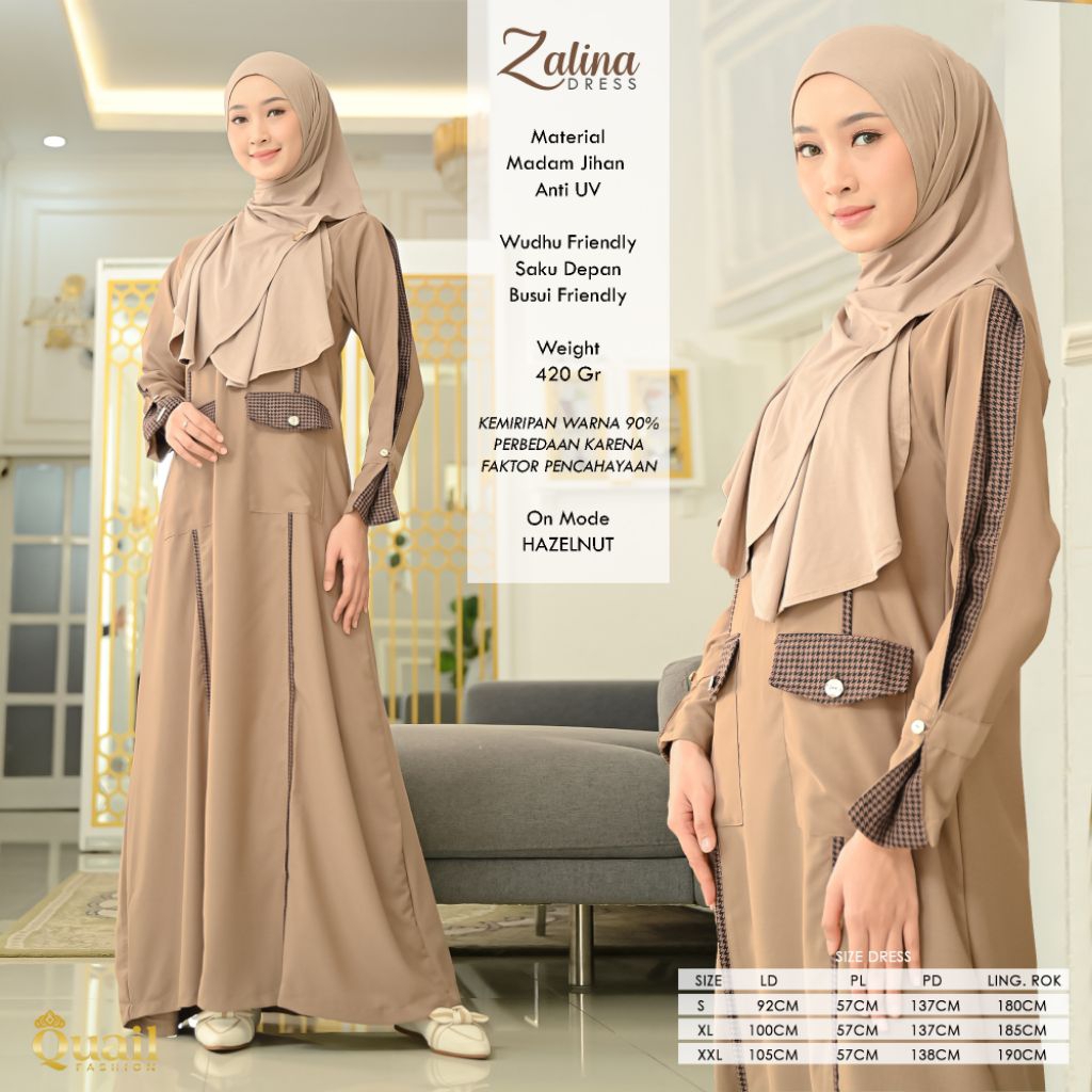 Dress Muslim Wanita Gamis Premium ZALINA Original Quail Hijab