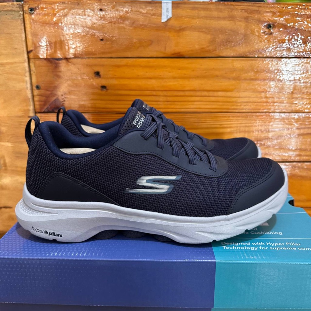 SEPATU SKECHERS PRIA SKECHERS GO WALK 7 BOLD KNIGHT 216644 NAVY BLUE SPORTY RUNNING ORIGINAL COD