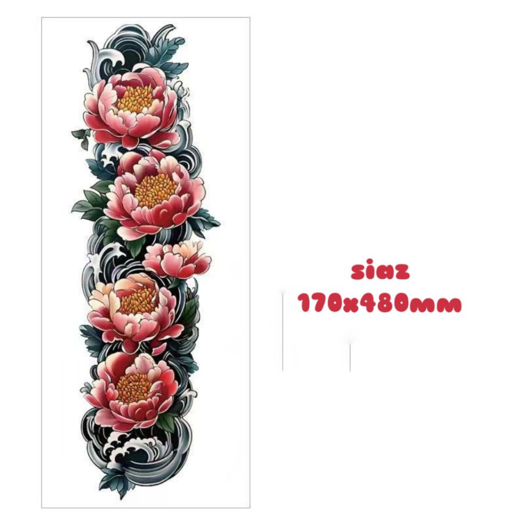 tato temporer full lengan dengan karakter berbagai gambar