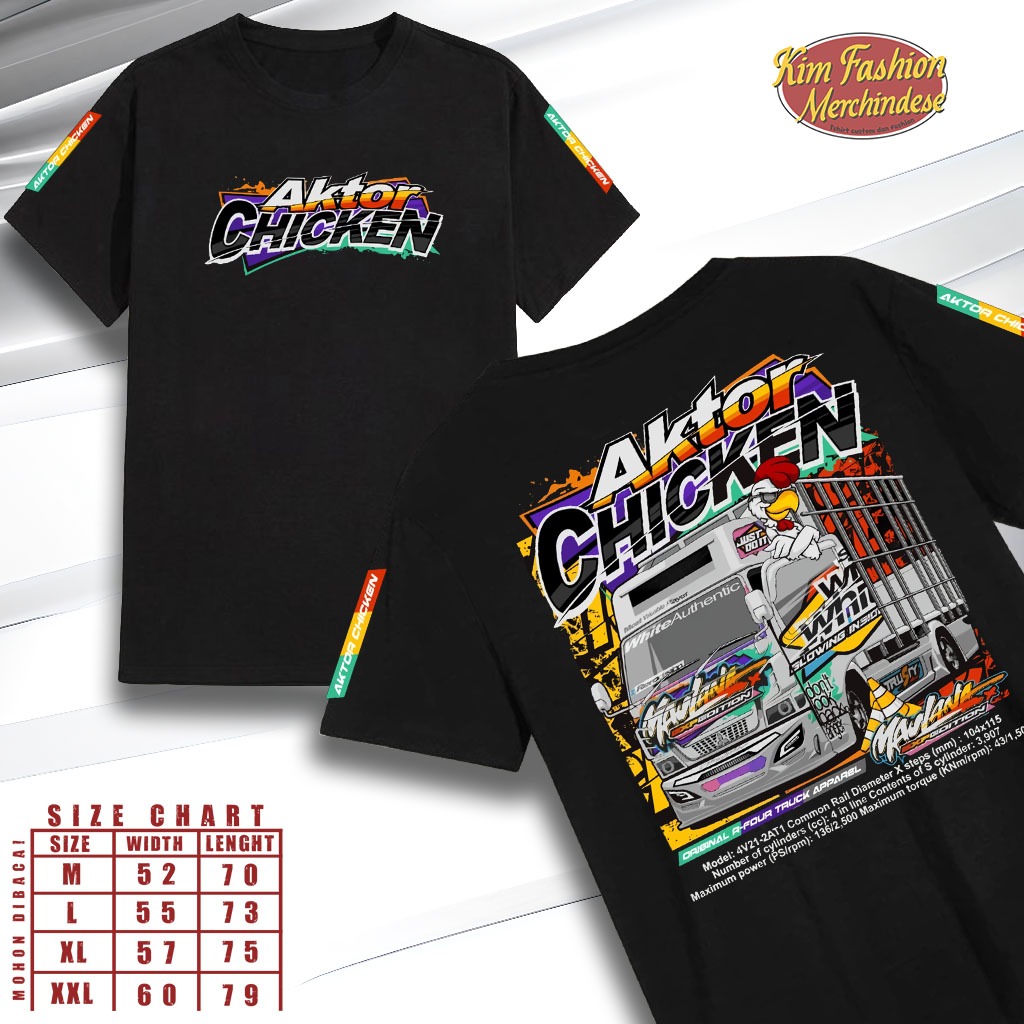 Cod Kaos Truk Aktor Chicken Ayam Balap RFR056 Driver Muda Lengan Pendek Oblong Atasan Dewasa