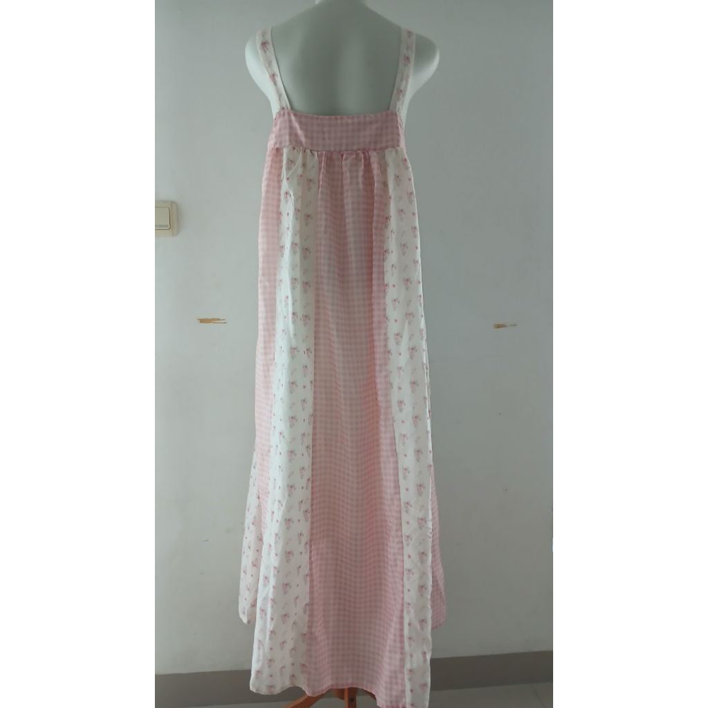 Preloved dress pink panjang bunga-bunga