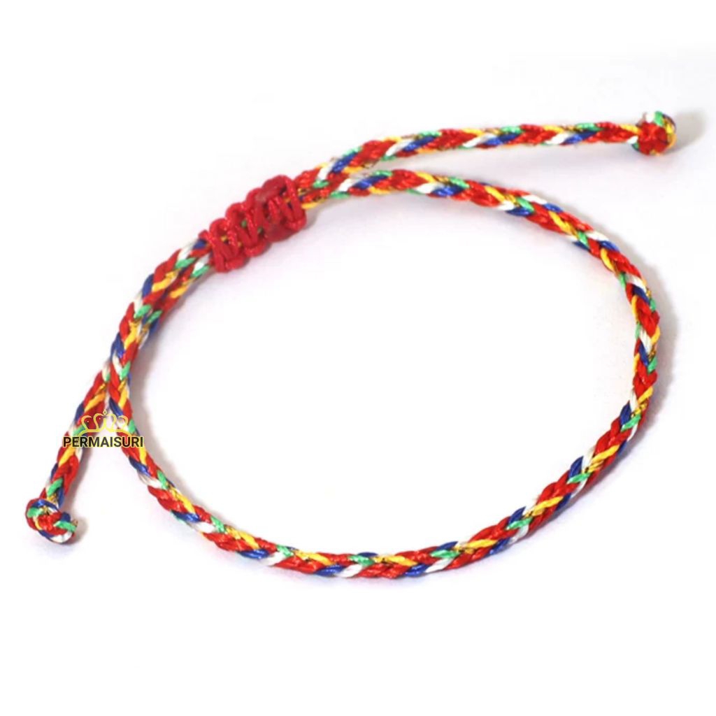 Gelang Serut Rainbow China Knotting Colourful Gelang Pria Dan Wanita