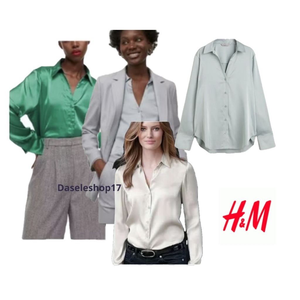 Kemeja Satin V-neck H**M
