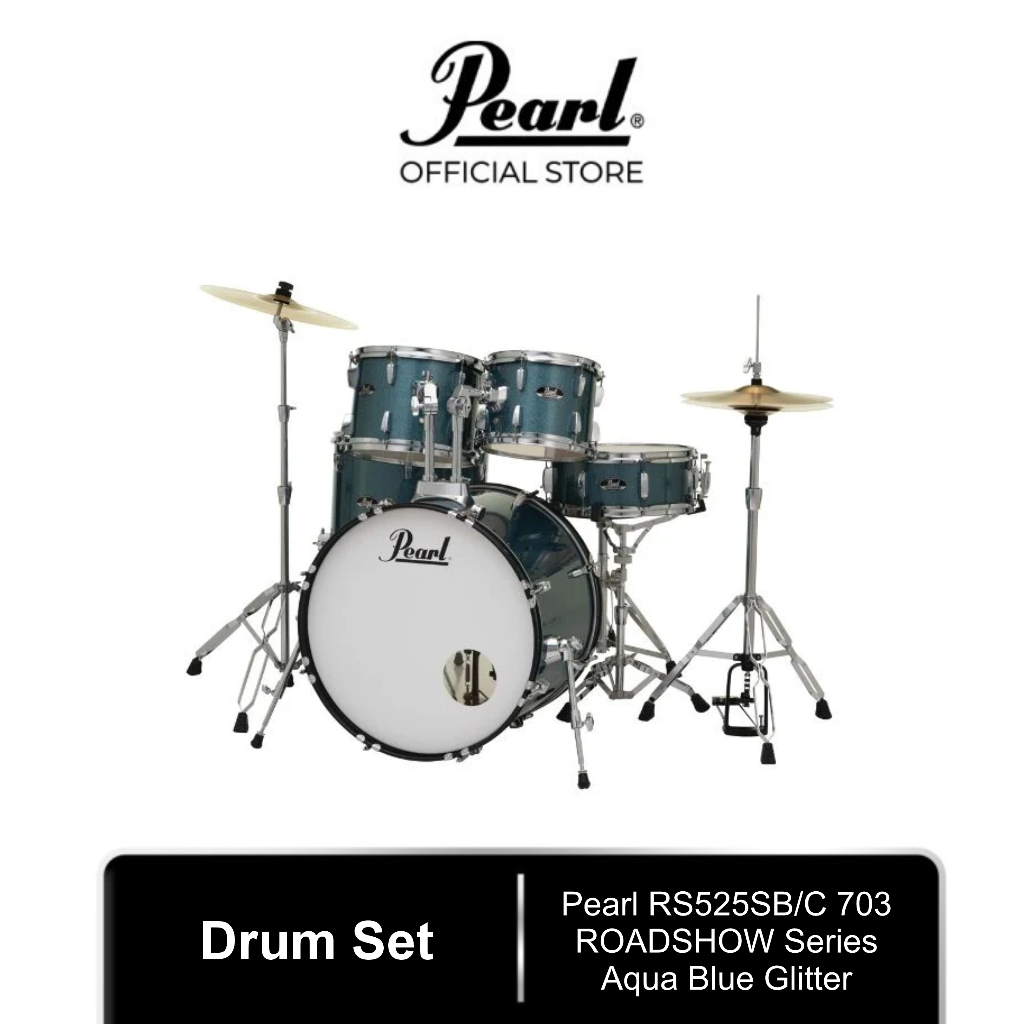 Pearl RS525SB/C 703 ROADSHOW Series 5 Pieces Drum Set Aqua Blue Glitter | Drum Set Akustik