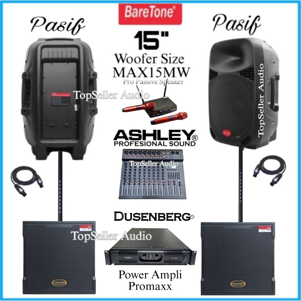 Paket Sound System Live Musik [ Karaoke ] Outdoor Indoor Dll Speaker 15 Inch BareTobe MAX15MW Subwoo
