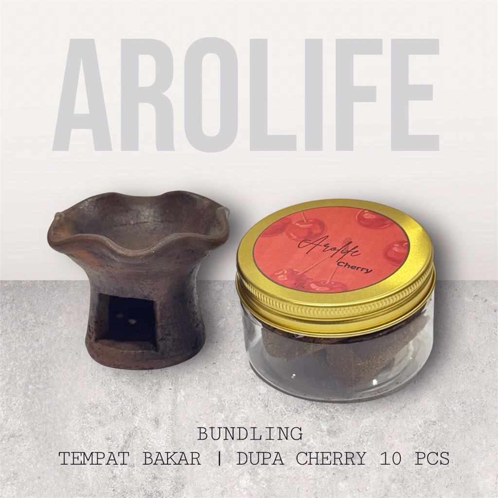 [BUNDLING] Tempat Bakar + Dupa Aromaterapi Cherry | Pengharum Ruangan | Dupa Kerucut by Arolife