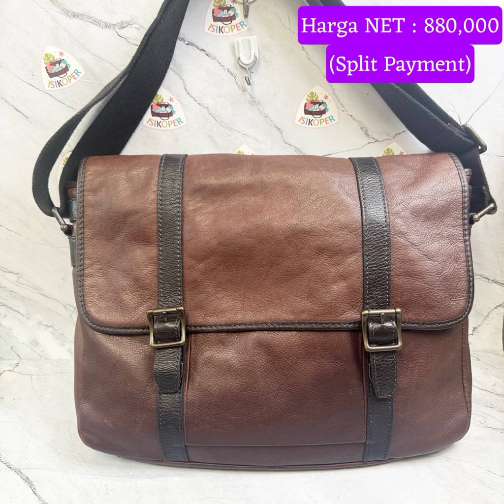 455 NET-Preloved Fossil Tas Laptop Buyut Espresso