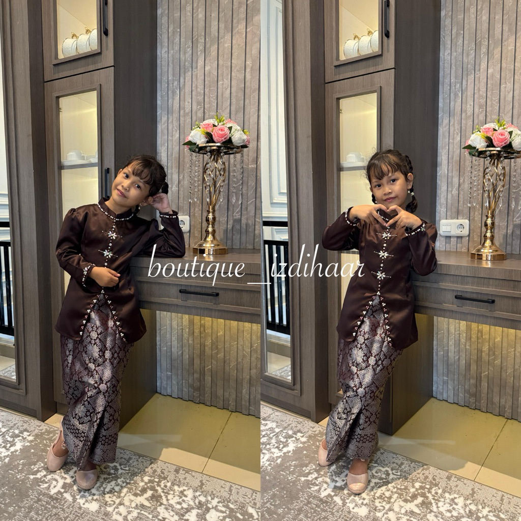 Baju Kurung Anak Rok Songket Satu Set Rok Songket Tali belakang Kekinian Model Terbaru 2025